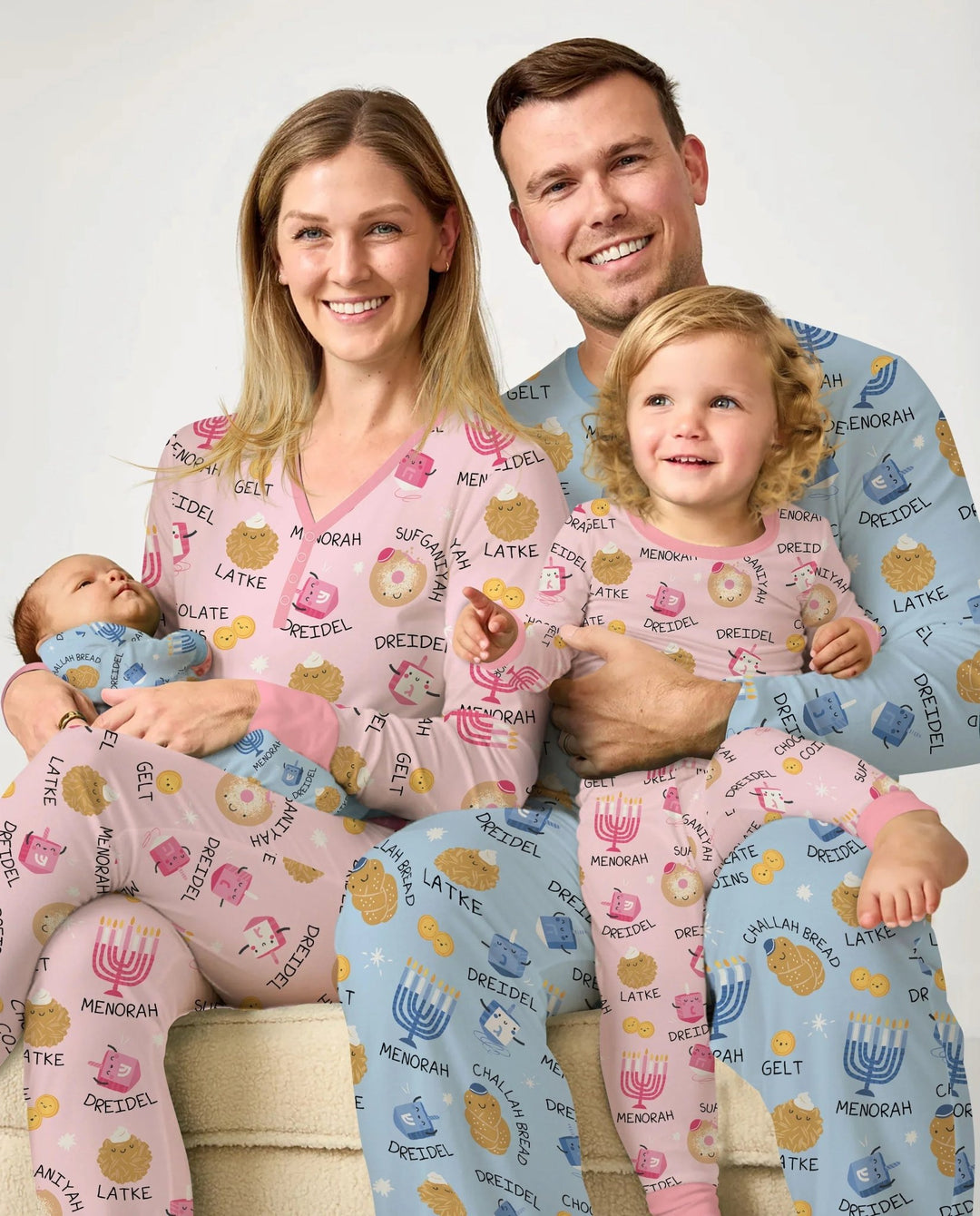 Family Hanukkah Matching Two Piece Long Sleeve Pajama Set - Zumbamboo
