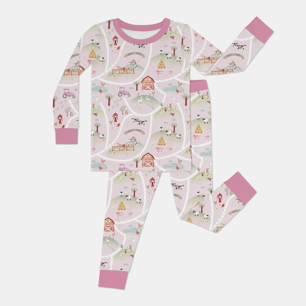 Farm Meadow Route Map Two Piece Long Sleeve Pajama Set - Zumbamboo