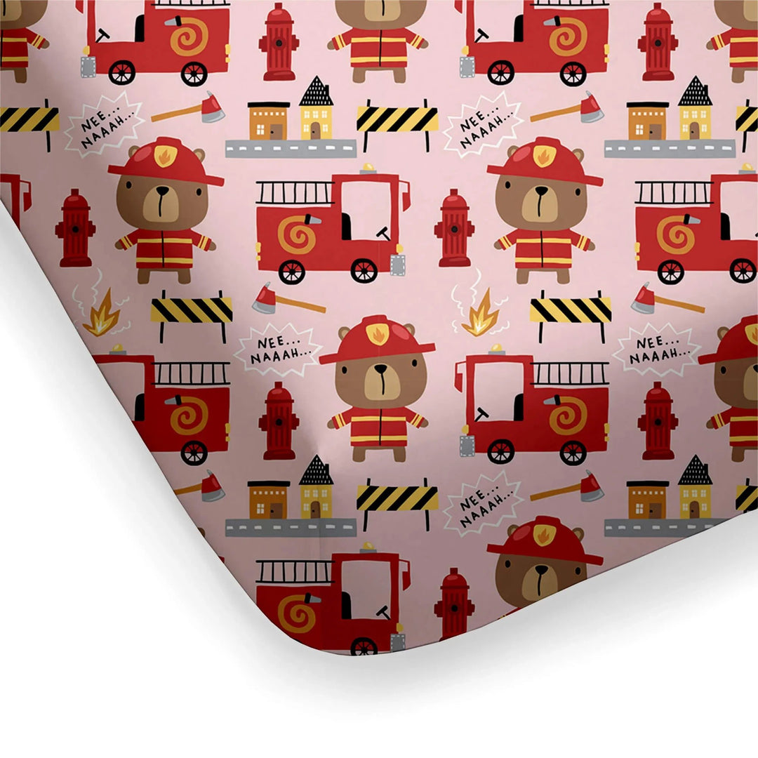 Firefighter Bears Fitted Crib Sheet - Zumbamboo