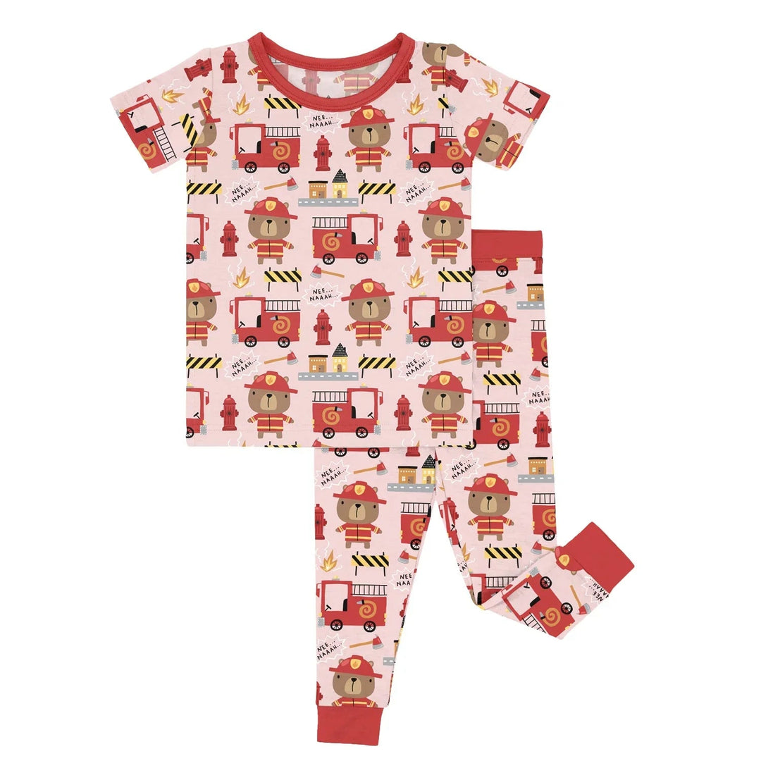 Firefighter Bears Two Piece Short Sleeve Pajama Set - Zumbamboo