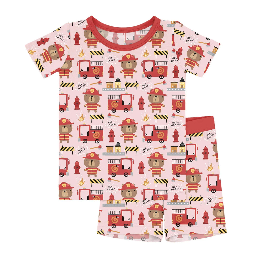 Firefighter Bears Two Piece Short Sleeve Shorts Pajama Set - Zumbamboo