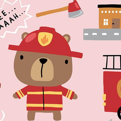 Firefighter Bears Shorty Zippered Romper , Firefighter Bears Shorty Zippered Romper - 0-3M