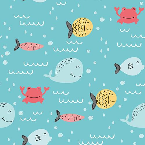 Fishes and Crabs Shorty Zippered Romper , Fishes and Crabs Shorty Zippered Romper - 0-3M