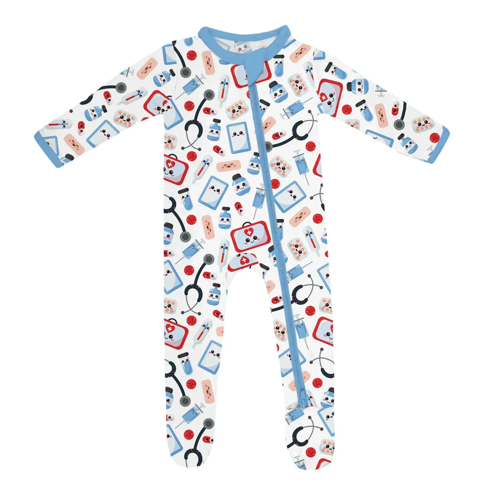 Medical Buddies Footie Zippered Romper , Medical Buddies Footie Zippered Romper - Newborn