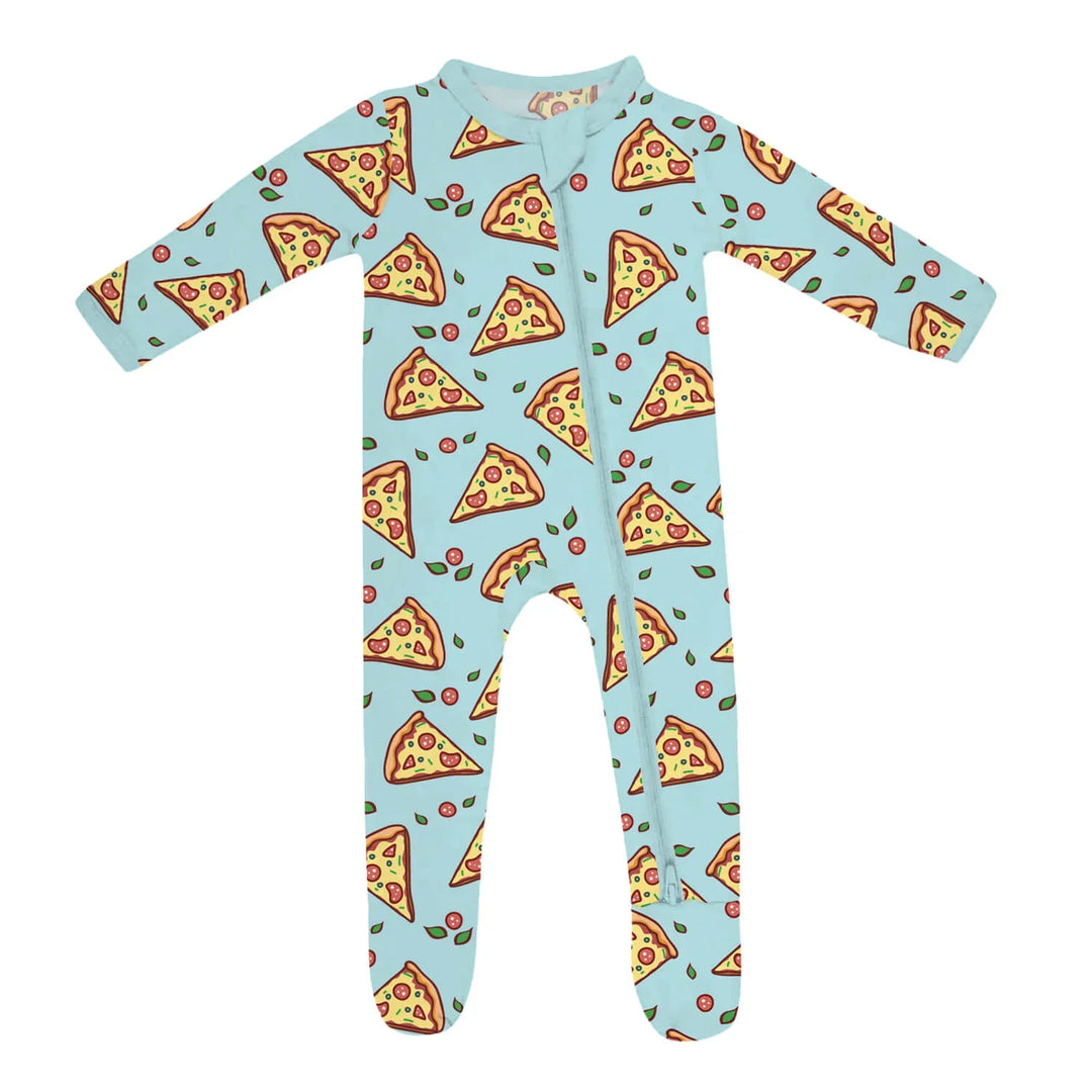 Pizza Doodle Zippered Footie Romper , Pizza Doodle Zippered Footie Romper - Newborn