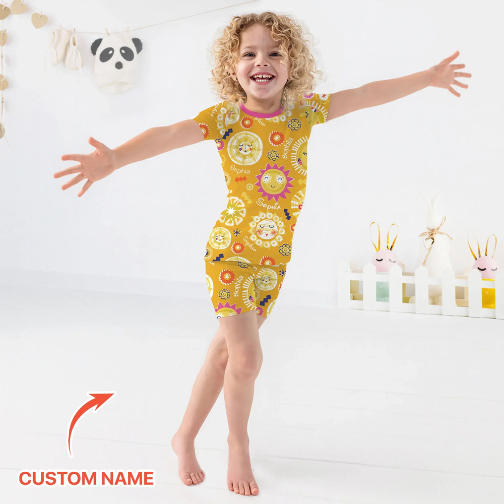 Custom Name Solar Dream Two Piece Short Sleeve Shorts Pajama Set , Custom Name Solar Dream Two Piece Short Sleeve Shorts Pajama Set - 12-18M