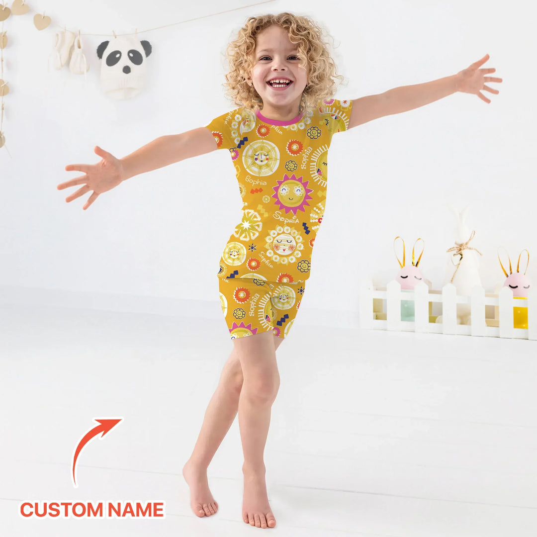 Custom Name Solar Dream Two Piece Short Sleeve Shorts Pajama Set , Custom Name Solar Dream Two Piece Short Sleeve Shorts Pajama Set - 12-18M