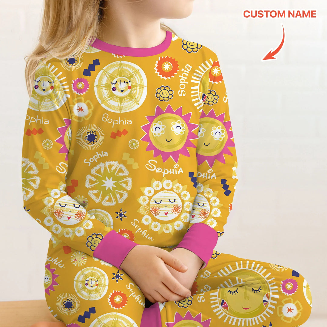 Custom Name Solar Dream Two Piece Long Sleeve Pajama Set , Custom Name Solar Dream Two Piece Long Sleeve Pajama Set - 12-18M