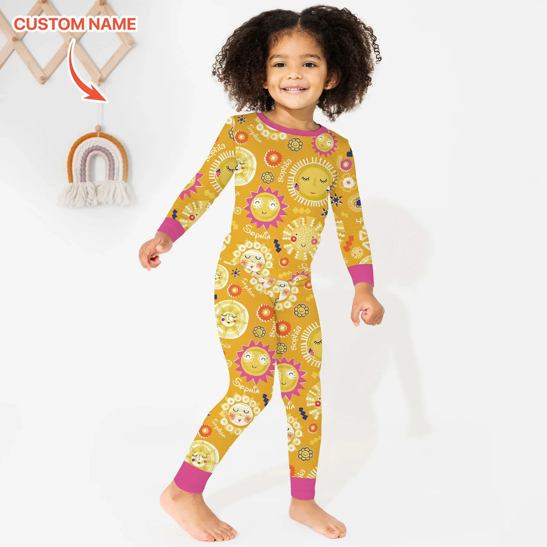 Custom Name Solar Dream Two Piece Long Sleeve Pajama Set , Custom Name Solar Dream Two Piece Long Sleeve Pajama Set - 12-18M
