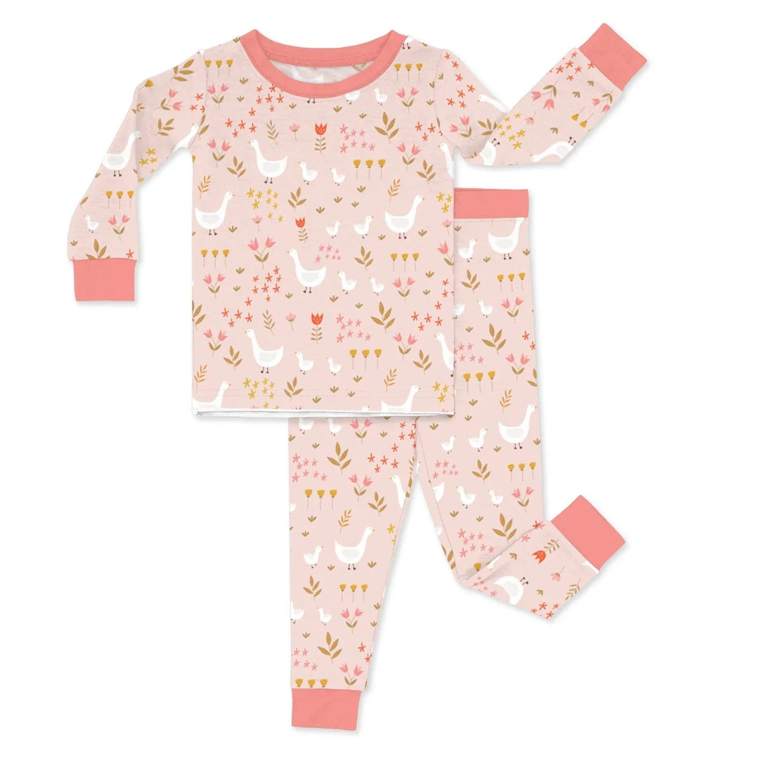 Geese And Flowers Two Piece Pajama Set - Zumbamboo