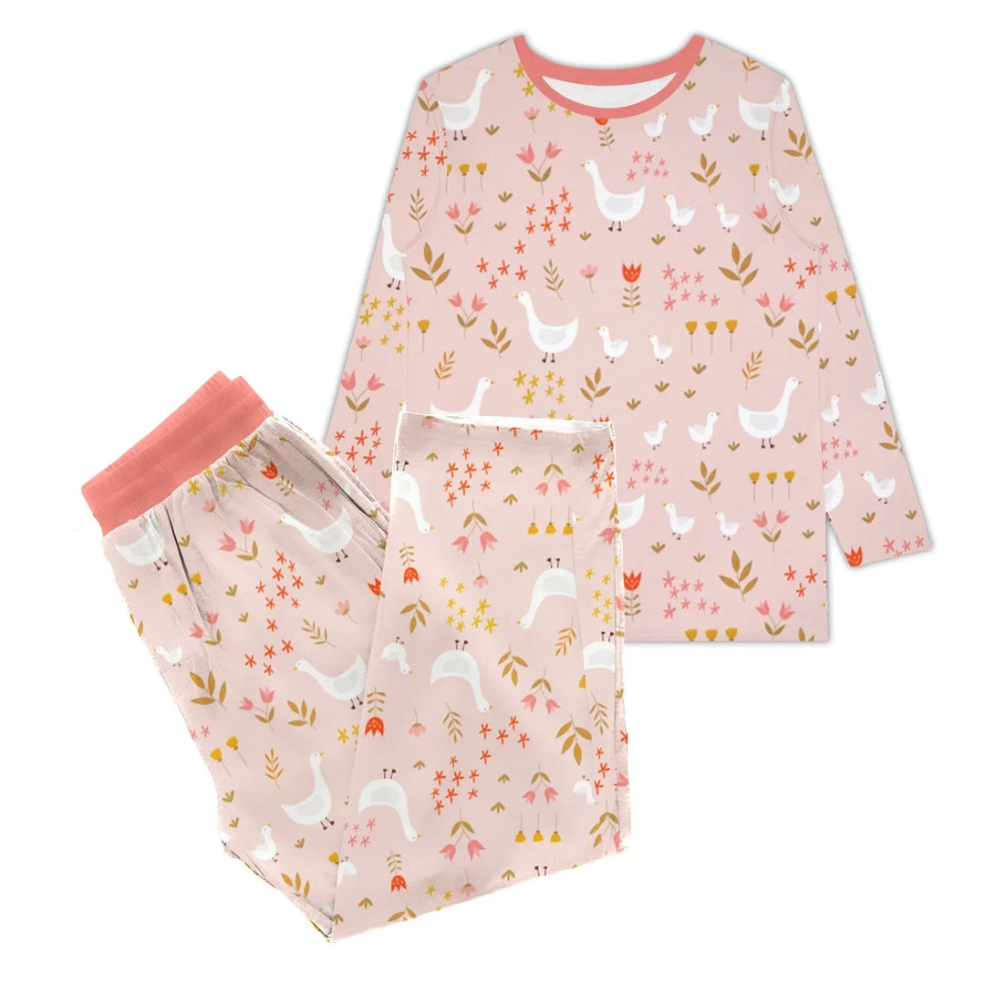 Geese And Flowers Women Pajama Set - Zumbamboo