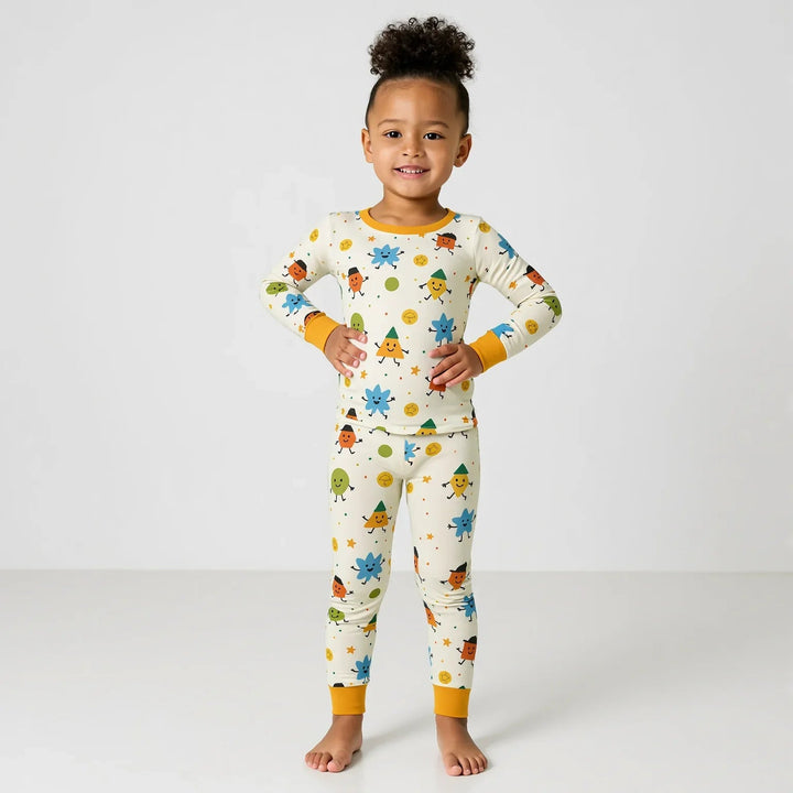 Geo Buddies Two Piece Long Sleeve Pajama Set - Zumbamboo