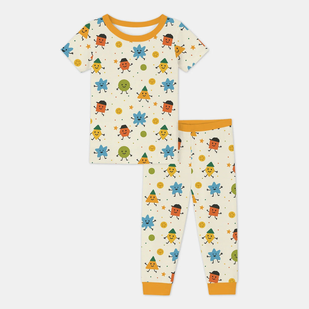 Geo Buddies Two Piece Short Sleeve Pajama Set - Zumbamboo
