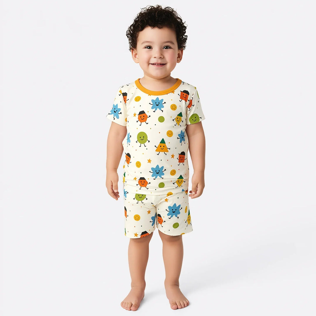 Geo Buddies Two Piece Short Sleeve Shorts Pajama Set - Zumbamboo