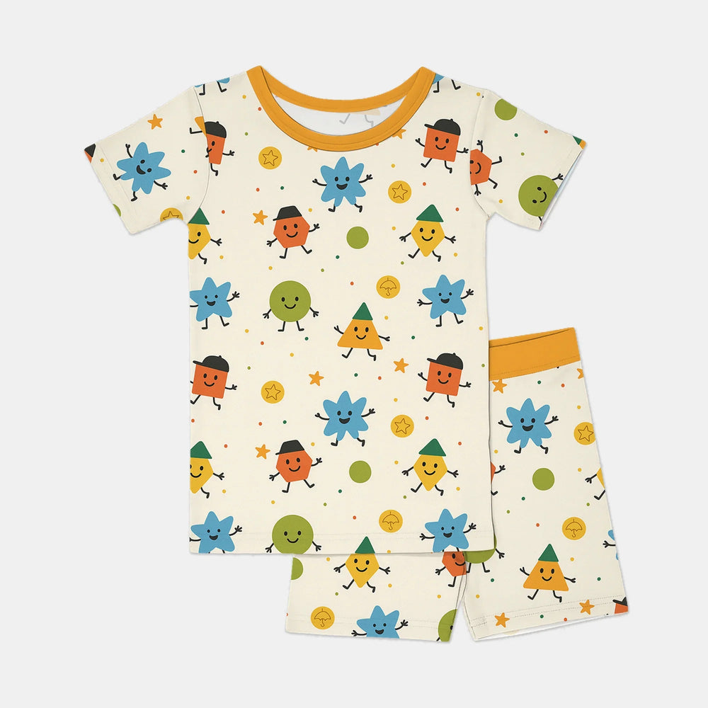 Geo Buddies Two Piece Short Sleeve Shorts Pajama Set - Zumbamboo