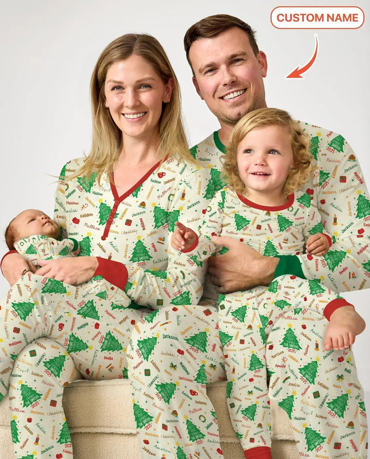 God Bless Our Family Custom Name Two Piece Long Sleeve Pajama Set - Zumbamboo