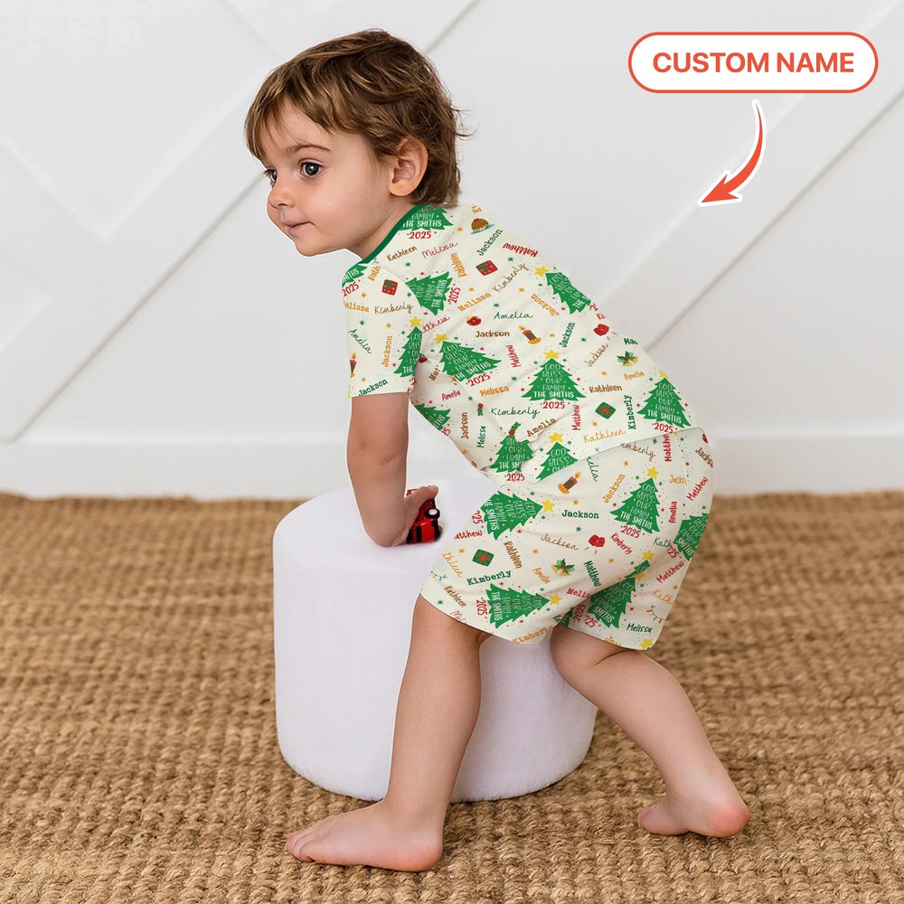 God Bless Our Family Custom Name Two Piece Short Sleeve Shorts Pajama Set - Zumbamboo