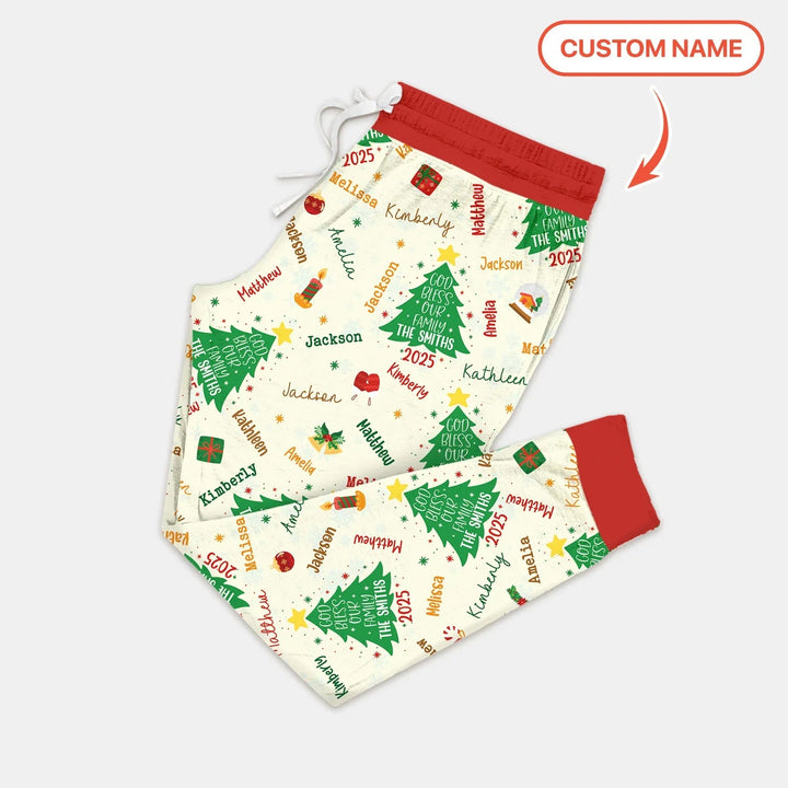 God Bless Our Family Custom Name Women Pajama Set - Zumbamboo