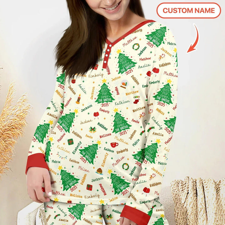 God Bless Our Family Custom Name Women Pajama Set - Zumbamboo