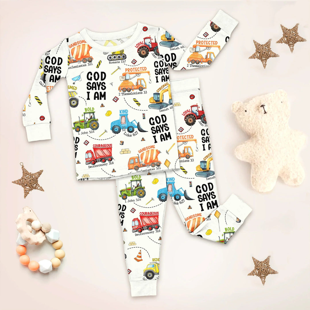 God Says I Am Boy Two Piece Long Sleeve Pajama Set - Zumbamboo