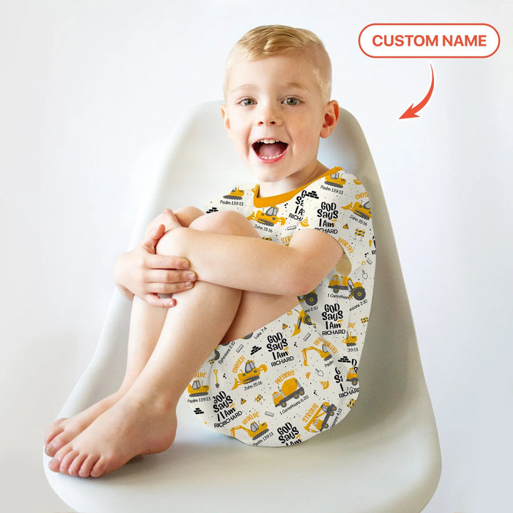 God Says I Am Custom Name Boy Two Piece Short Sleeve Shorts Pajama Set - Zumbamboo