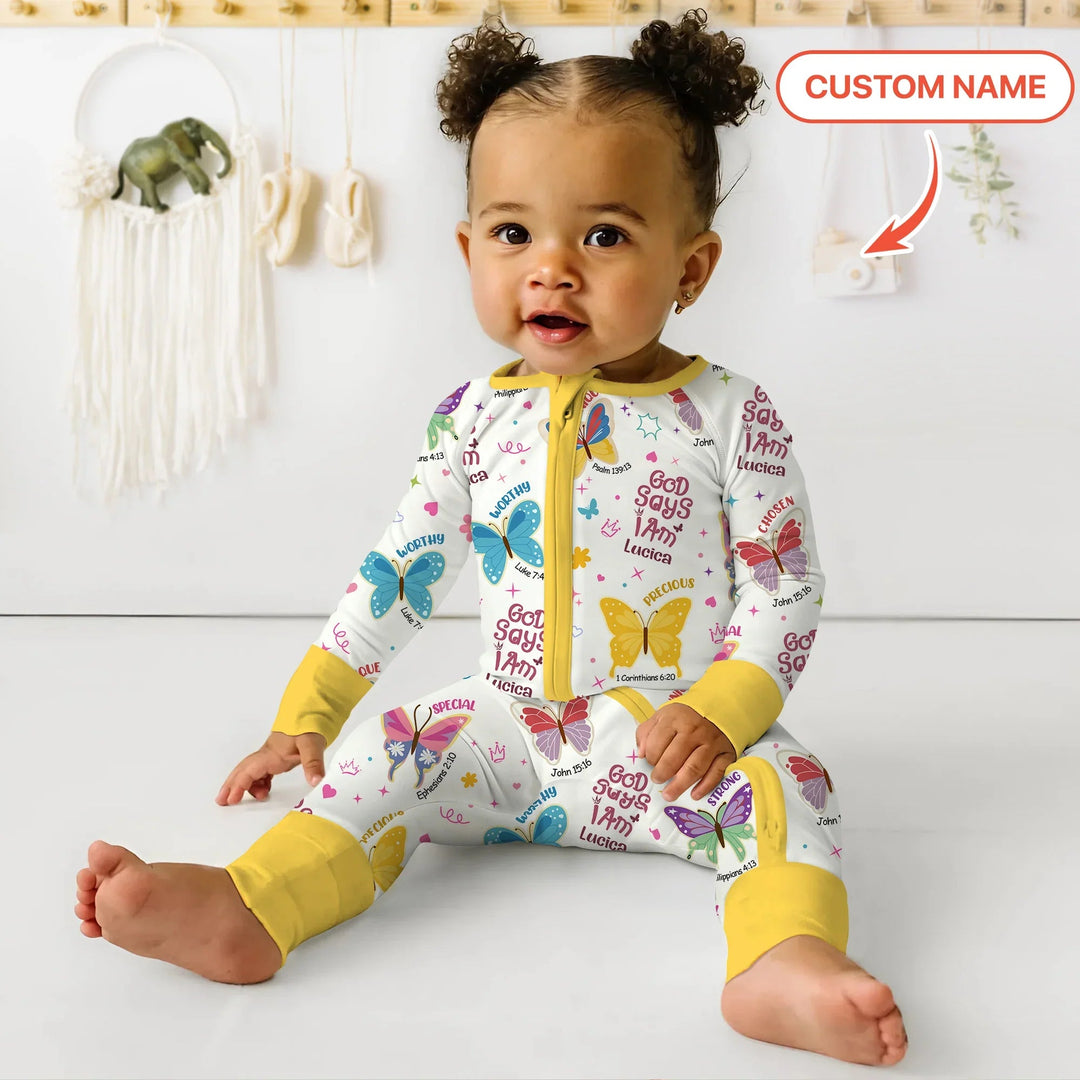 God Says I Am Custom Name Girl Convertible Zippy - Zumbamboo