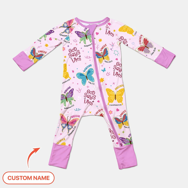 God Says I Am Custom Name Girl Convertible Zippy - Zumbamboo