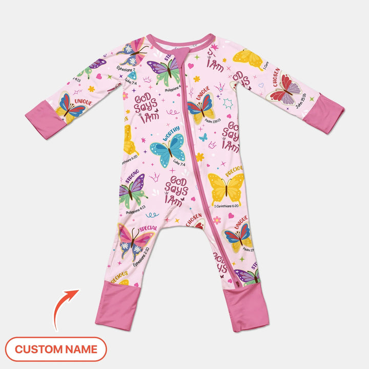 God Says I Am Custom Name Girl Convertible Zippy - Zumbamboo