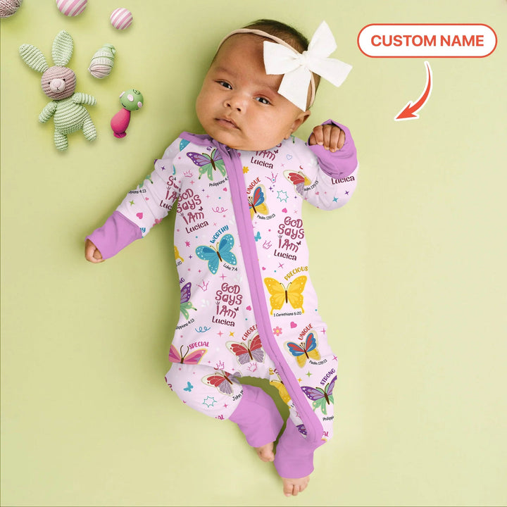 God Says I Am Custom Name Girl Convertible Zippy - Zumbamboo