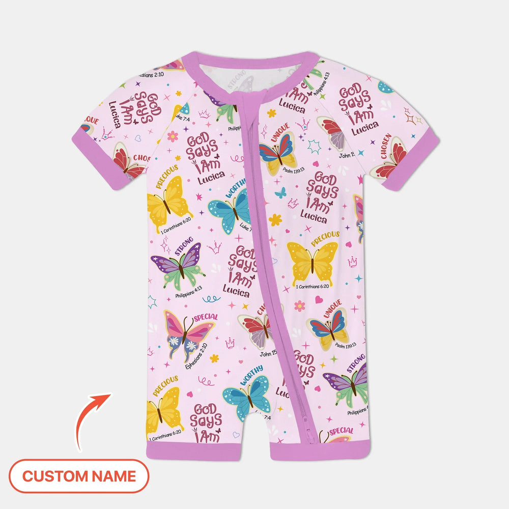 God Says I Am Custom Name Girl Shorty Zippy - Zumbamboo