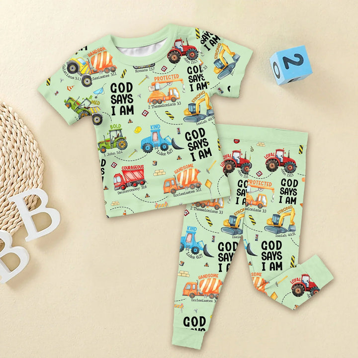 God Says I Am Two Piece Short Sleeve Pajama Set - Zumbamboo