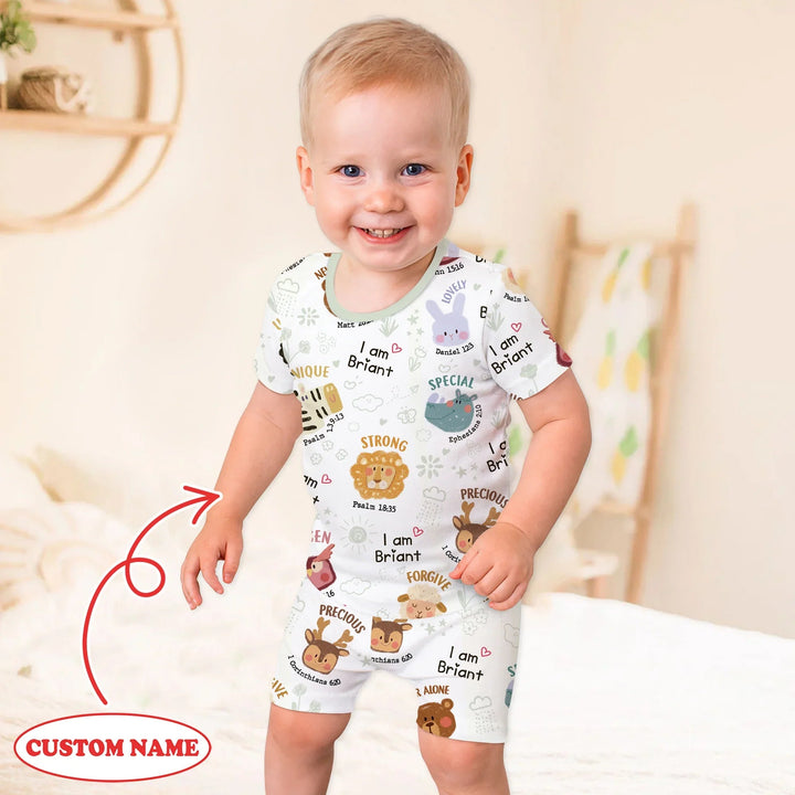 God’s Little Zoo Custom Name Two Piece Short Sleeve Shorts Pajama Set - Zumbamboo