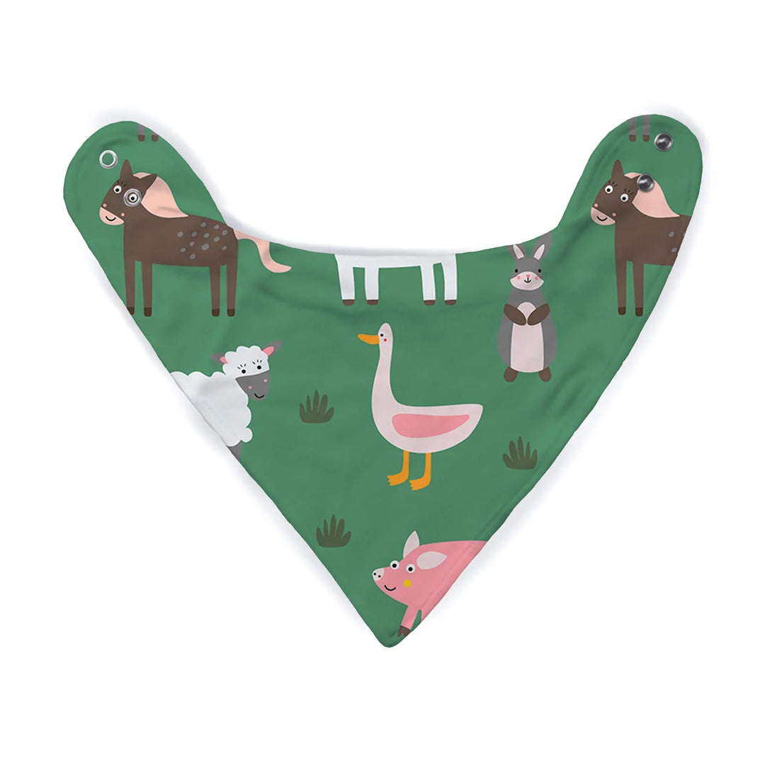 Green Farm Animals Bandana Bib - Zumbamboo