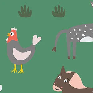 Green Farm Animals Zippered Footie Romper , Green Farm Animals Zippered Footie Romper - Newborn