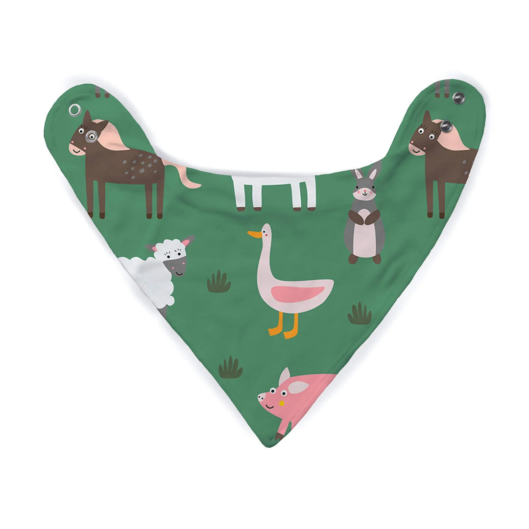 Green Farm Animals Bandana Bib , Green Farm Animals Bandana Bib - Default Title