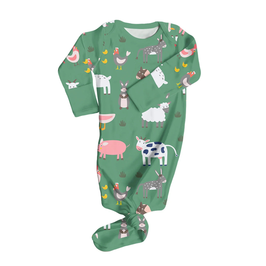 Green Farm Animals Knot Gown , Green Farm Animals Knot Gown - Default Title