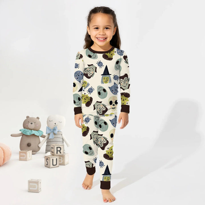 Halloween Face Two Piece Long Sleeve Pajama Set - Zumbamboo
