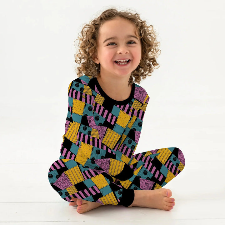 Halloween Patchwork Cartoon Two Piece Long Sleeve Pajama Set - Zumbamboo