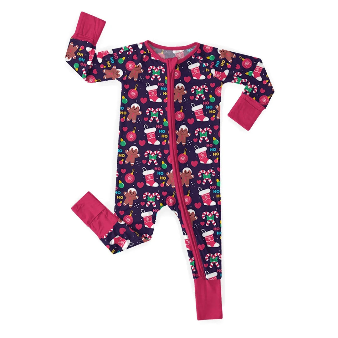Hohoho Pattern Convertible Zippered Romper - Zumbamboo