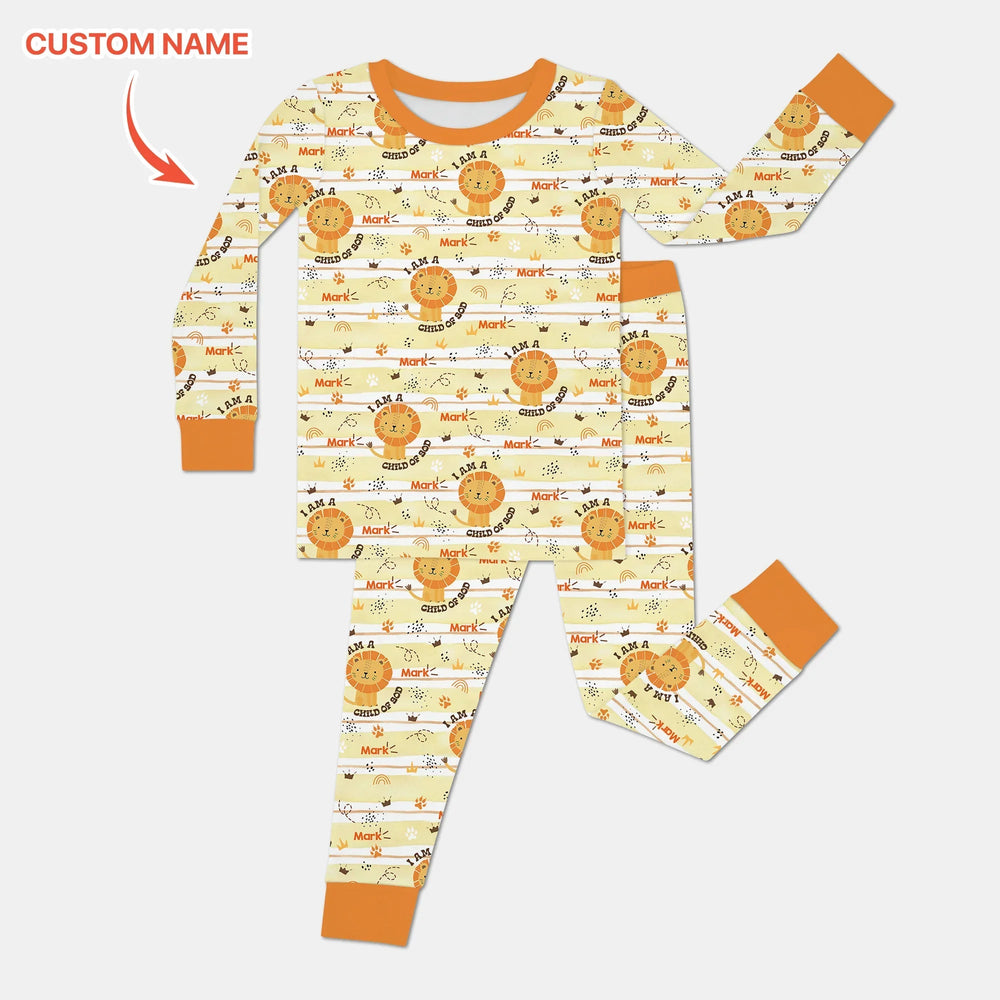 I Am A Child Of God Custom Name Boy Two Piece Long Sleeve Pajama Set - Zumbamboo