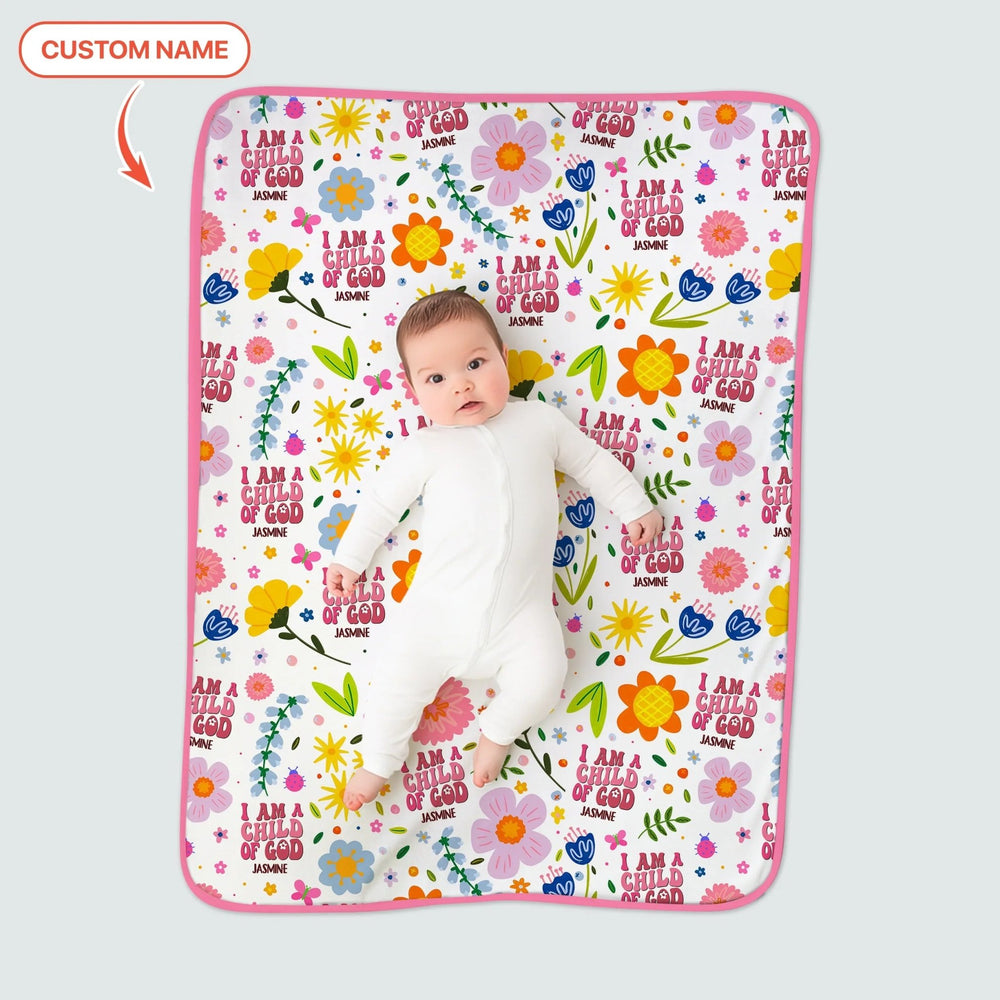 I Am A Child Of God Custom Name Girl Toddler Blanket - Zumbamboo
