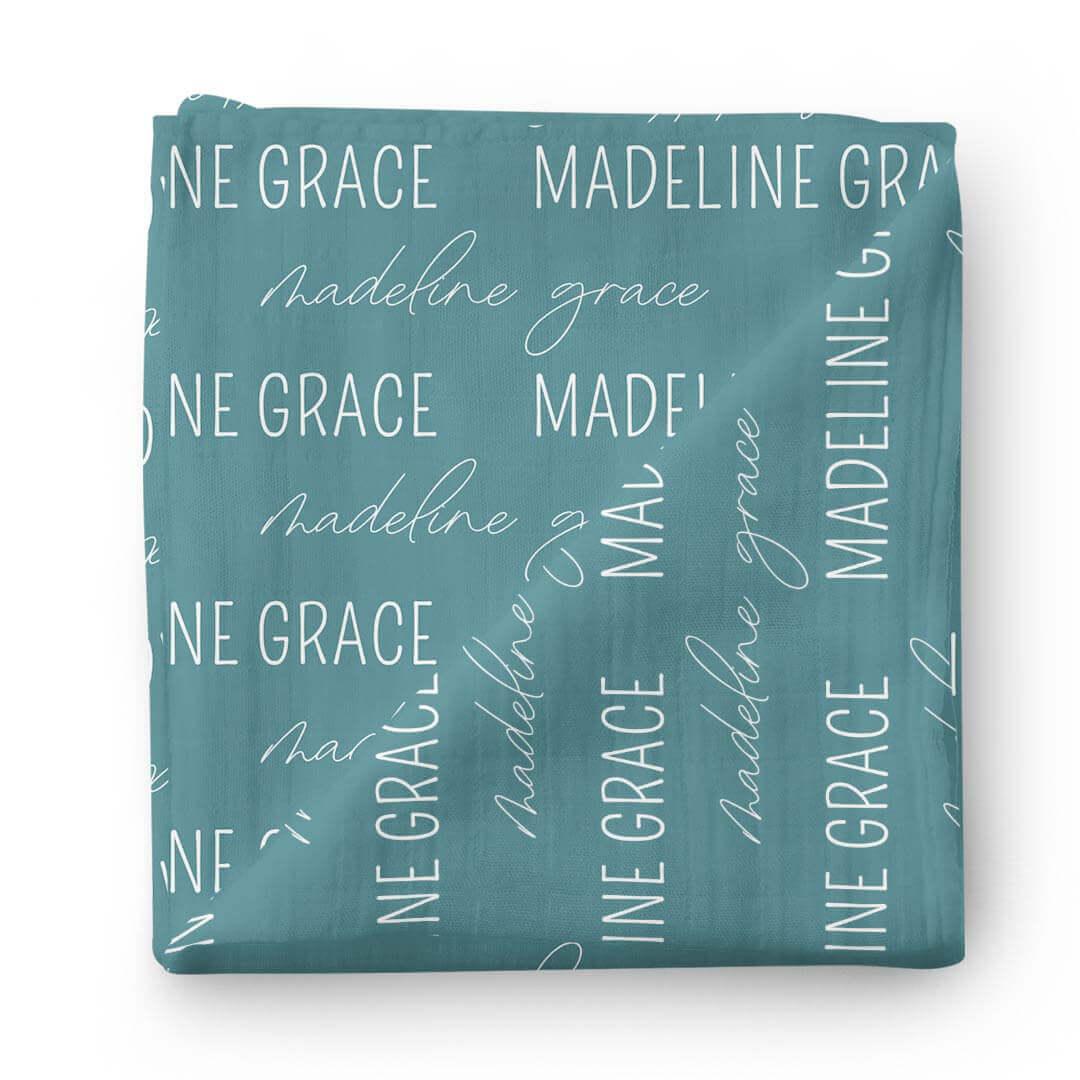 Personalized Baby Name Swaddle Blanket Block & Script , Personalized Baby Name Swaddle Blanket Block & Script - Script / Jade