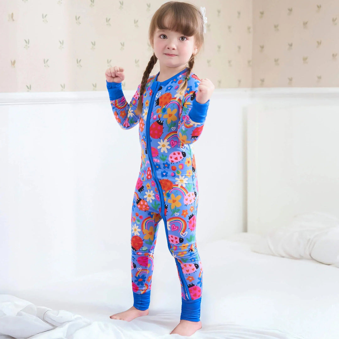Lady Bugs Convertible Zippered Romper - Zumbamboo