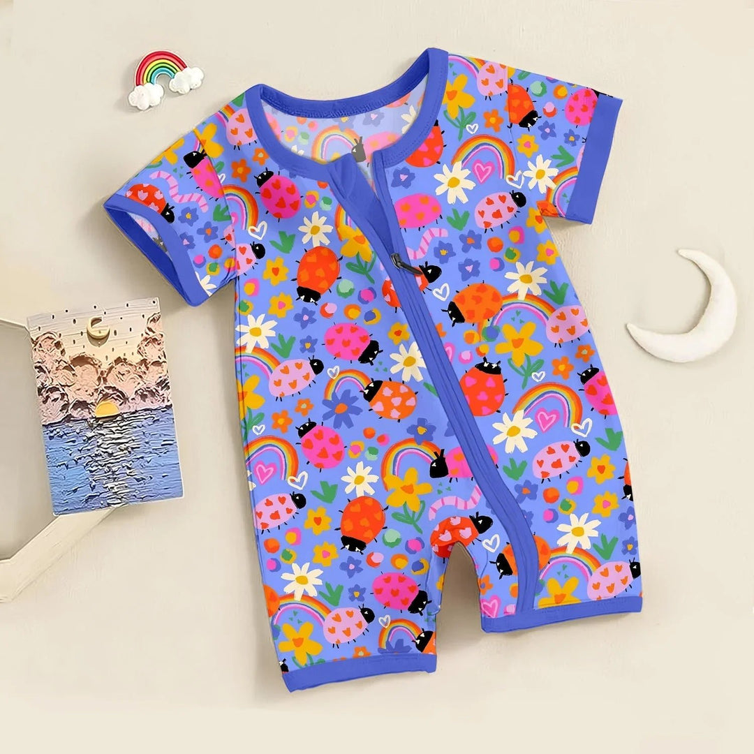 Lady Bugs Shorty Zippered Romper - Zumbamboo