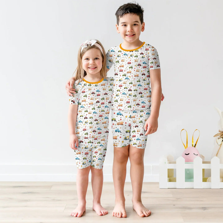 Little Construction Heroes Two Piece Short Sleeve Shorts Pajama Set - Zumbamboo