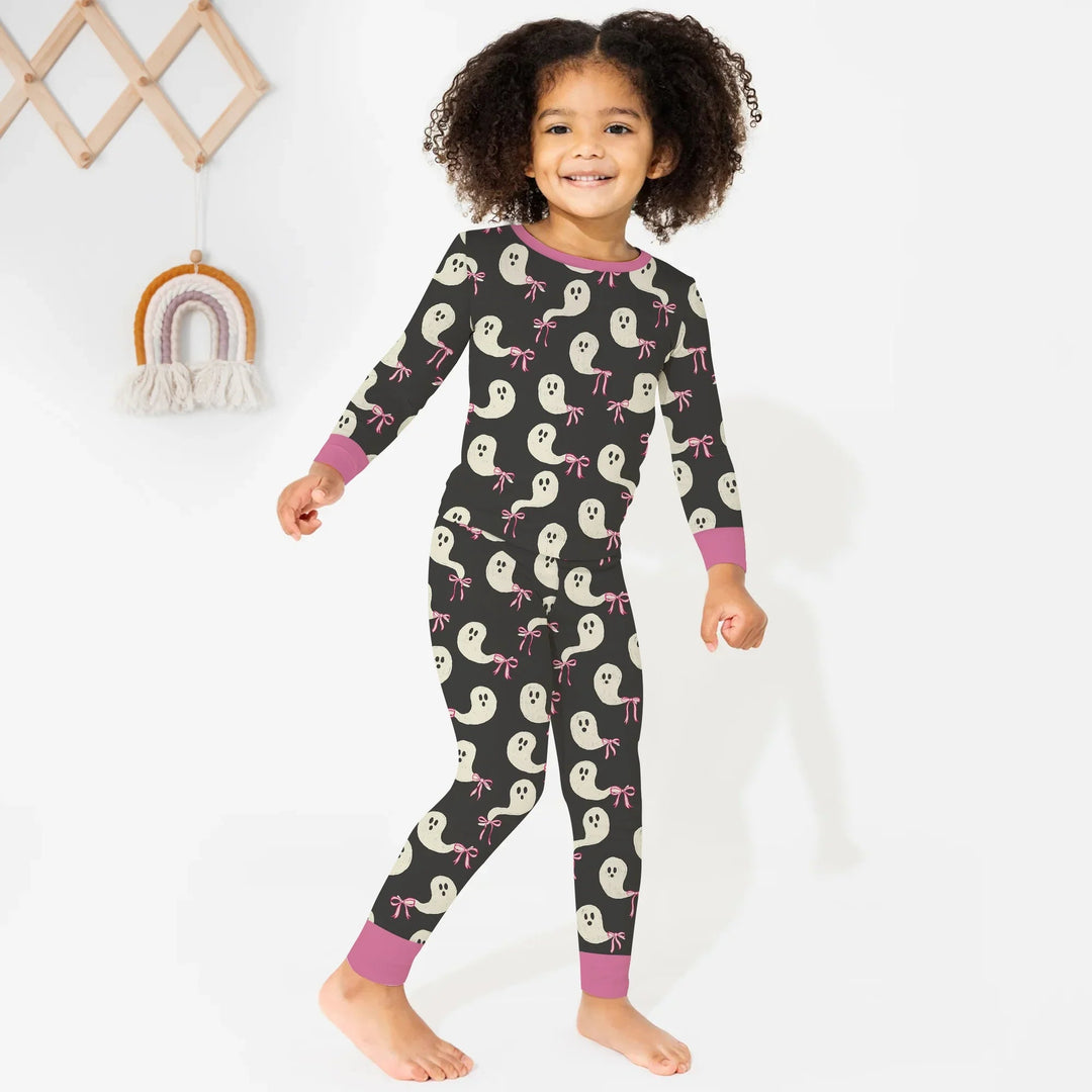 Little Ghosts Two Piece Long Sleeve Pajama Set For Halloween - Zumbamboo