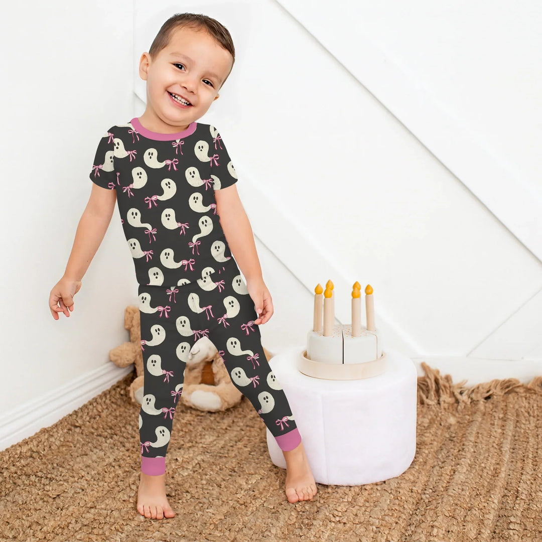 Little Ghosts Two Piece Short Sleeve Pajama Set For Haloween - Zumbamboo