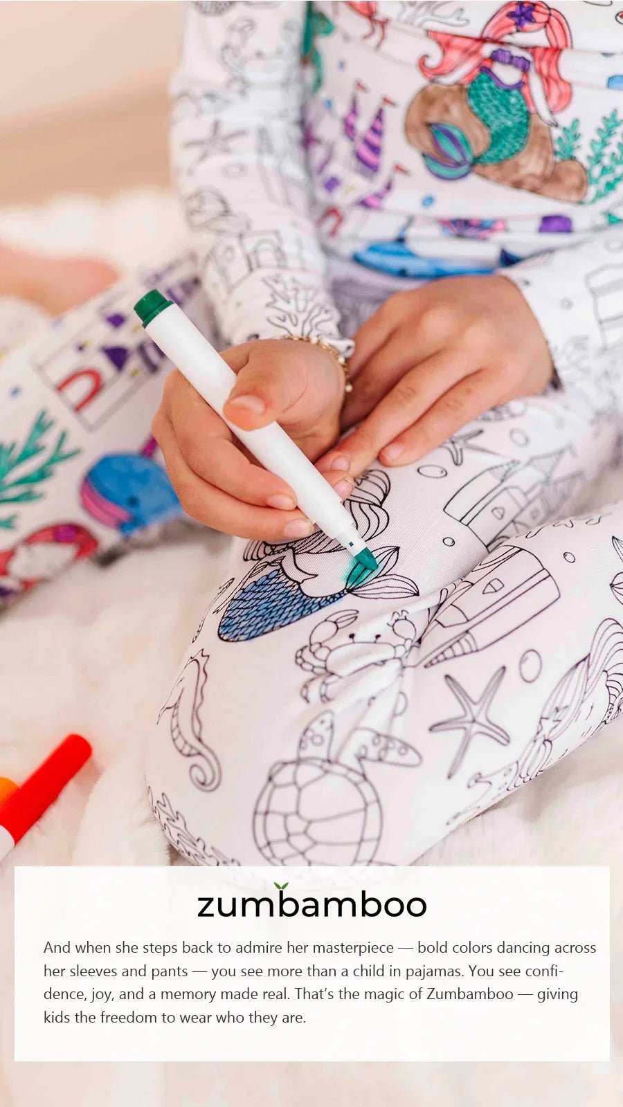 Little Mermaid Colorable Two Piece Pajama Set - Zumbamboo