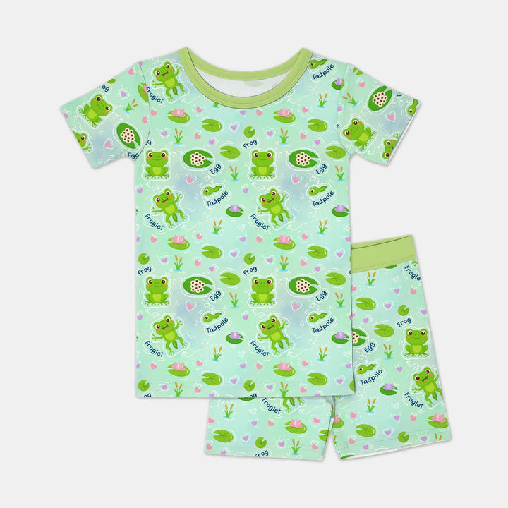 Little Wonders From Tadpole to Frog Two Piece Short Sleeve Shorts Pajama Set - Zumbamboo