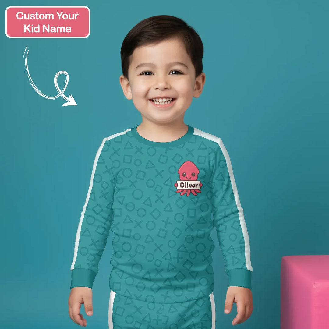 Little Squidze Squad Two Piece Long Sleeve Pajama Set For Boy , Little Squidze Squad Two Piece Long Sleeve Pajama Set For Boy - 12-18M
